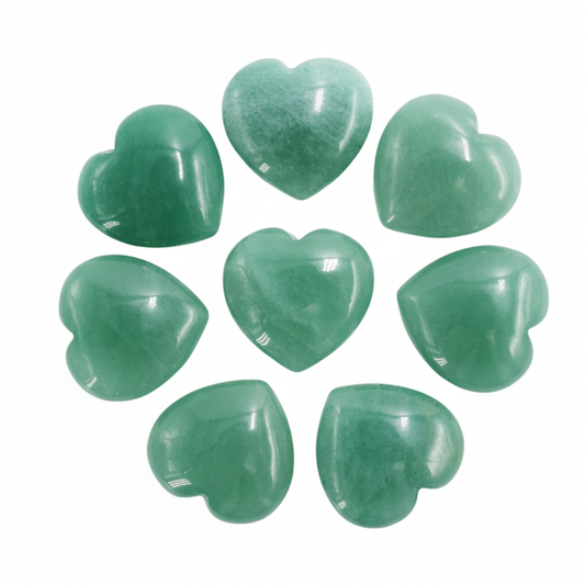 Green Aventurine Small Heart shown clearly on a clean white background, highlighting its color, shape, and natural variation.