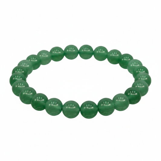 Green Aventurine 8mm beaded bracelet on white background, bracelet only