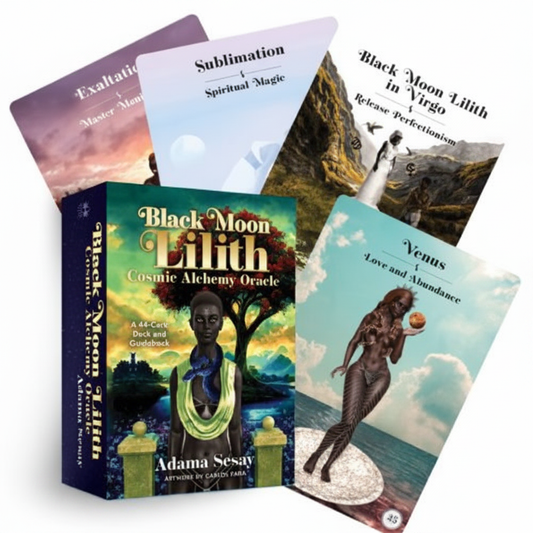 Black Moon Lilith Cosmic Alchemy Oracle Deck shown in its retail box