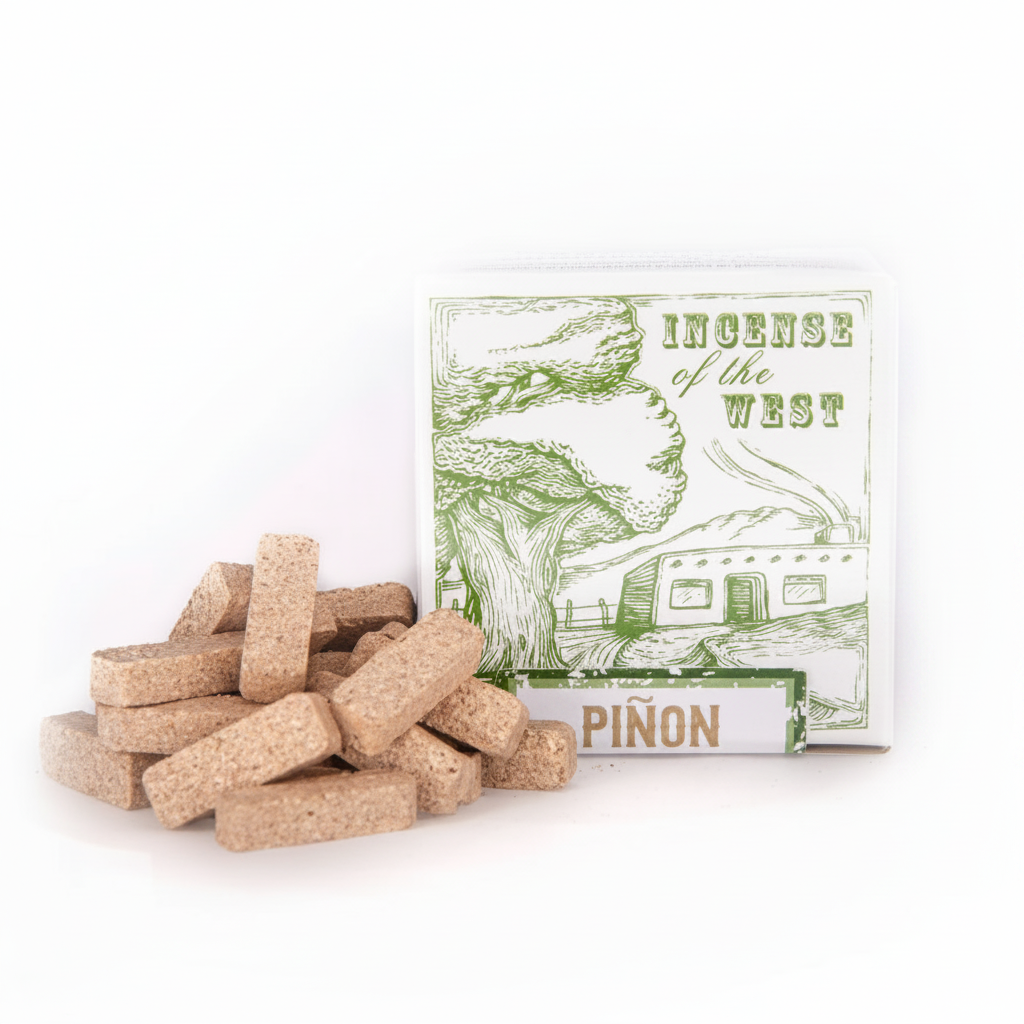 Incienso de Santa Fe piñon brick incense box with 40 natural wood bricks