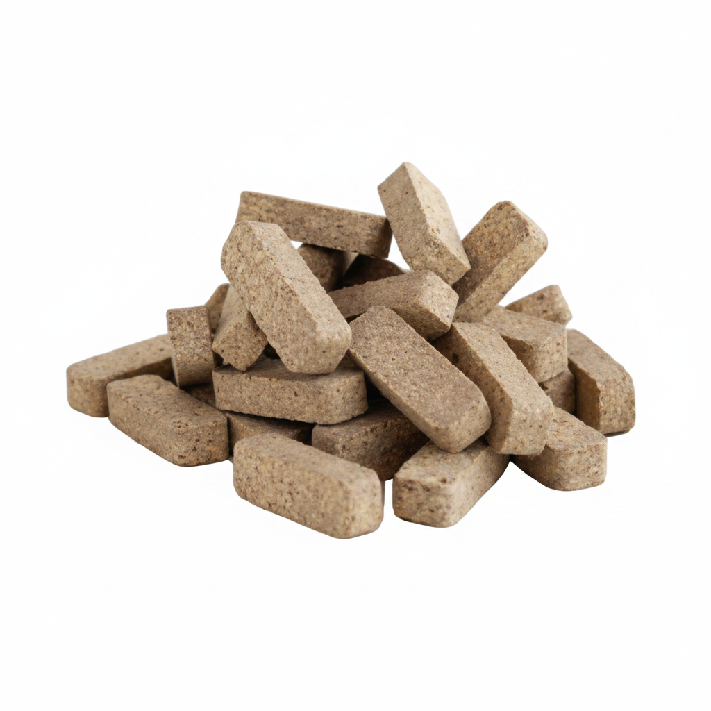 Natural wood incense bricks from Incienso de Santa Fe arranged on a white background