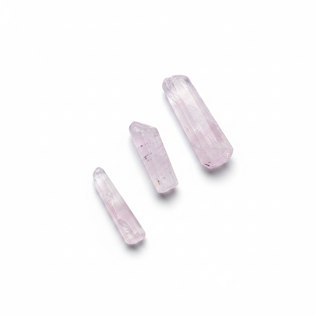 Kunzite Rough Stones natural crystal shown on a clean light background