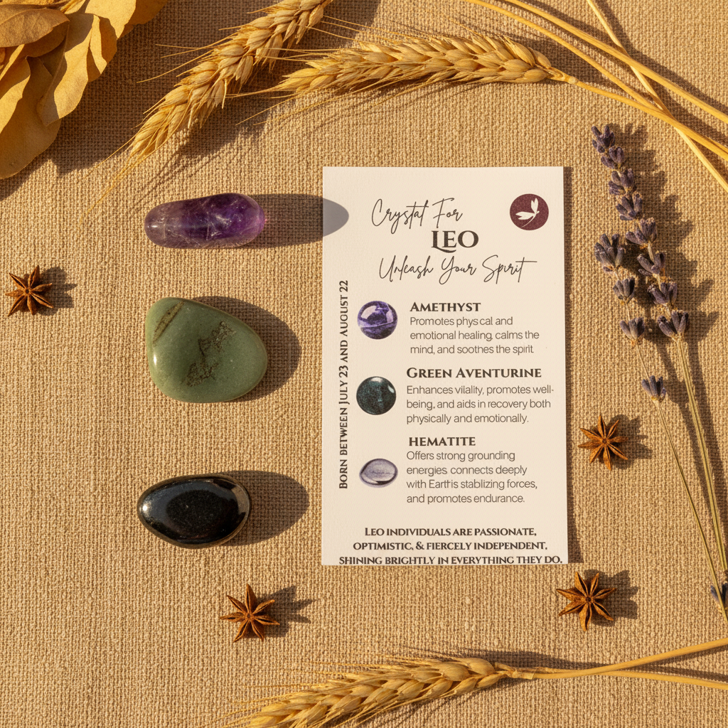 Leo Zodiac Set for Wisdom and Abundance displayed in a calm lifestyle setting for scale and styling inspiration.