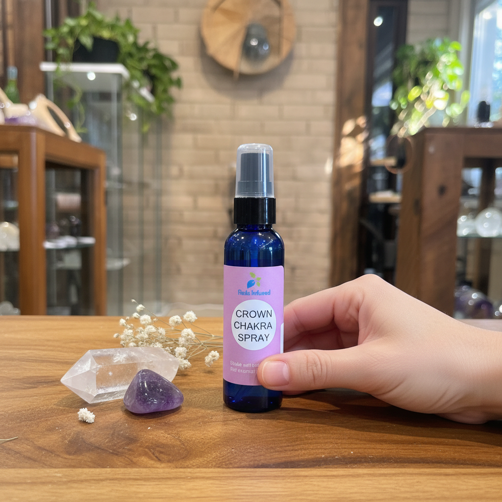 Crown Chakra Spray displayed in an intentional lifestyle setting