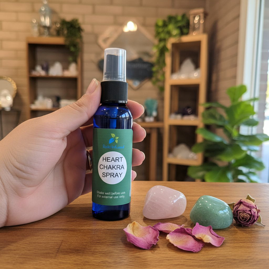 Heart Chakra Spray displayed in an intentional lifestyle setting