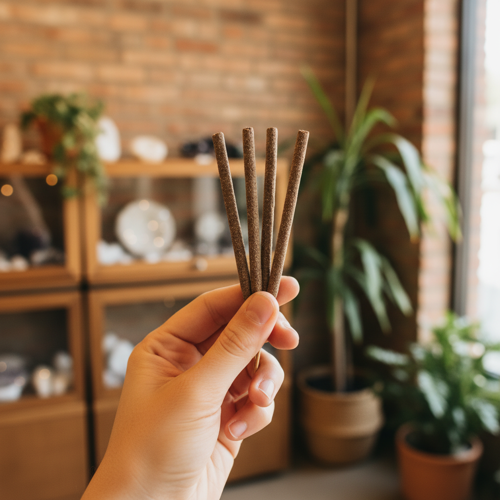 Compact Palo Santo incense sticks displayed in a ritual setting