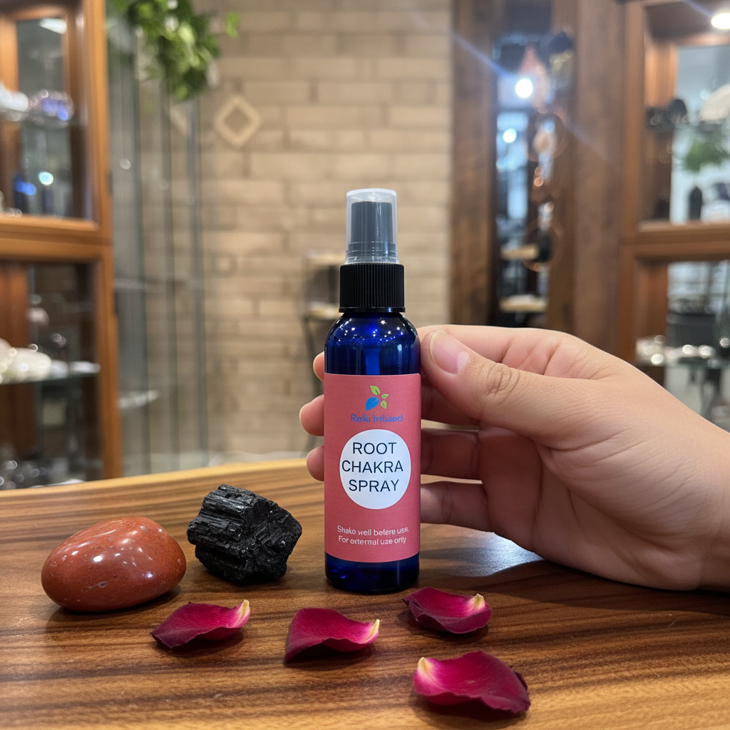 Root Chakra Spray displayed in an intentional lifestyle setting