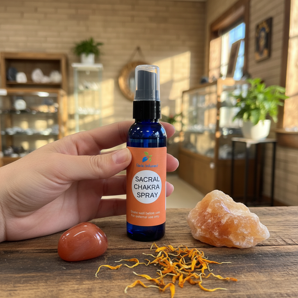 Sacral Chakra Spray displayed in an intentional lifestyle setting