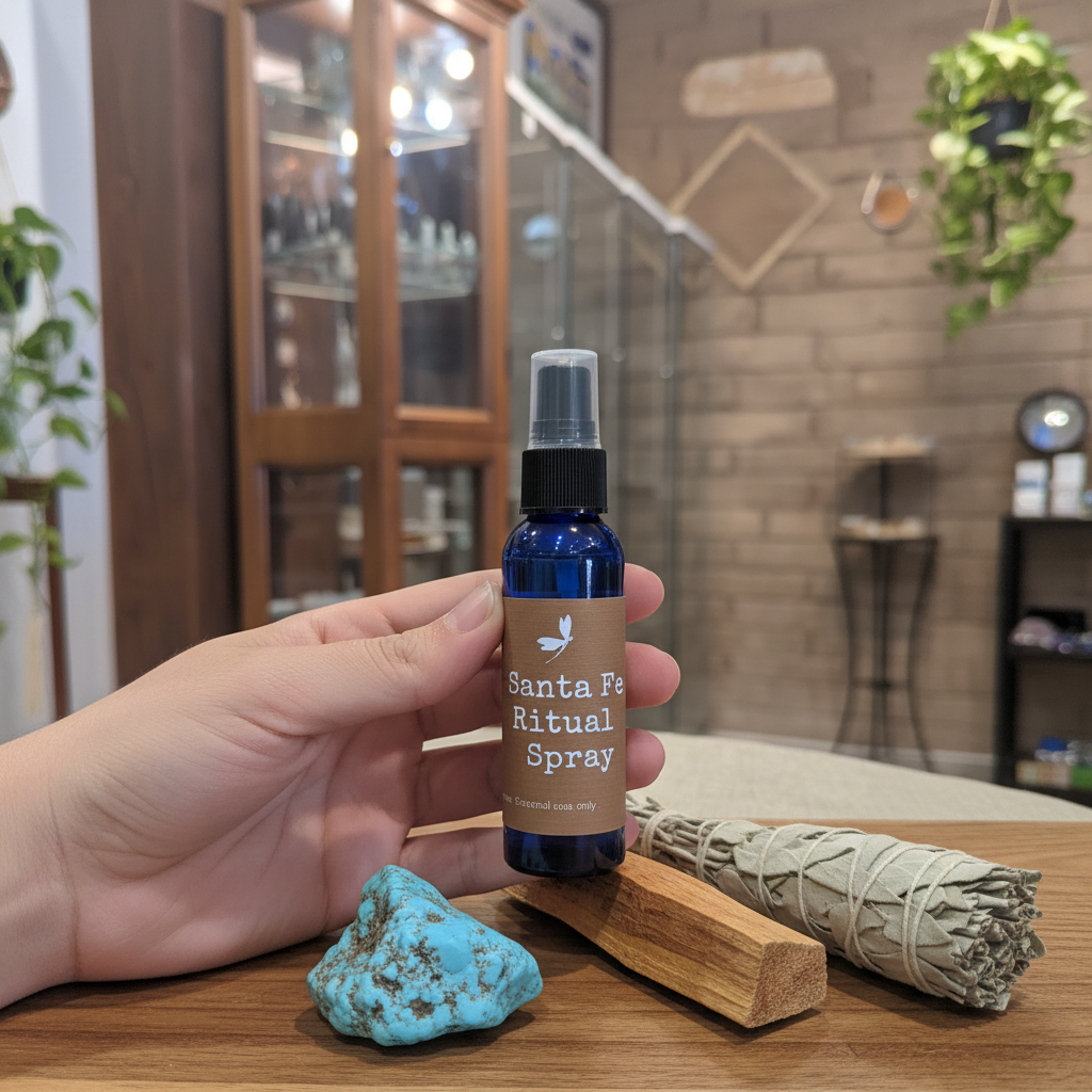 Santa Fe Ritual Aromatherapy Spray styled in a nature-inspired setting
