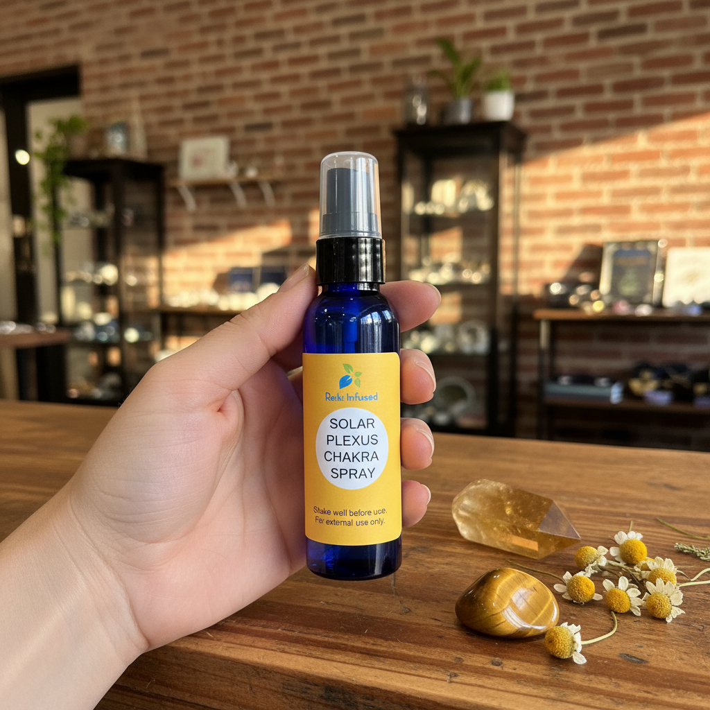 Solar Plexus Chakra Spray displayed in an intentional lifestyle setting