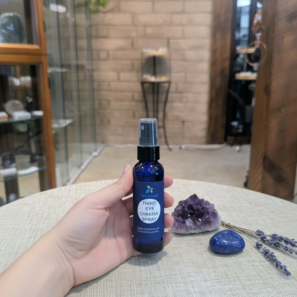 Third Eye Chakra Spray displayed in an intentional lifestyle setting