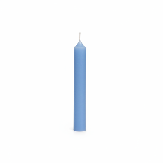 Light blue 4-inch ritual chime candle on a white background