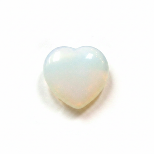 Opalite Small Heart shown clearly on a clean white background, highlighting its color, shape, and natural variation.