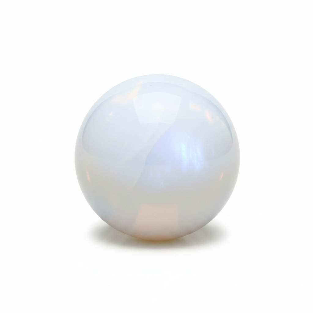 Luminous polished 1.5-inch Opalite sphere on a clean light background