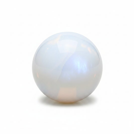 Luminous polished 1.5-inch Opalite sphere on a clean light background