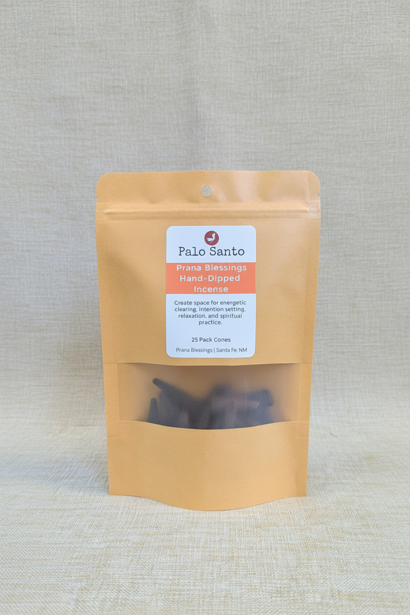 Prana Blessings Palo Santo Hand-Dipped Incense Cones packaging