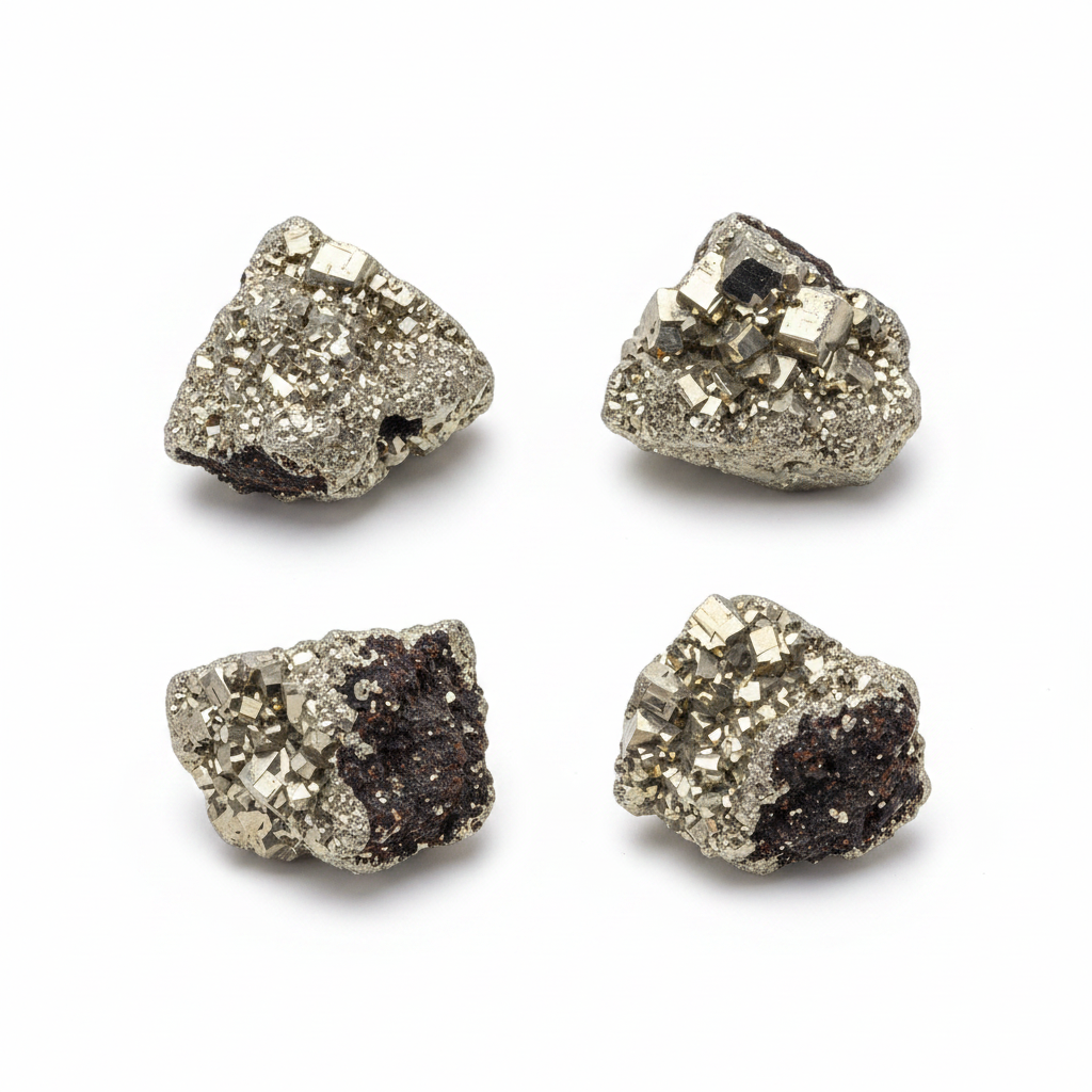 Pyrite (Iron) .75" - 1.5" natural crystal shown on a clean light background