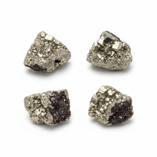 Pyrite (Iron) .75" - 1.5" natural crystal shown on a clean light background