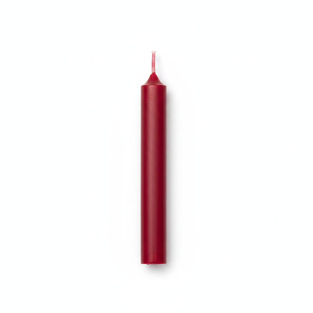 Red 4-inch ritual chime candle on a white background