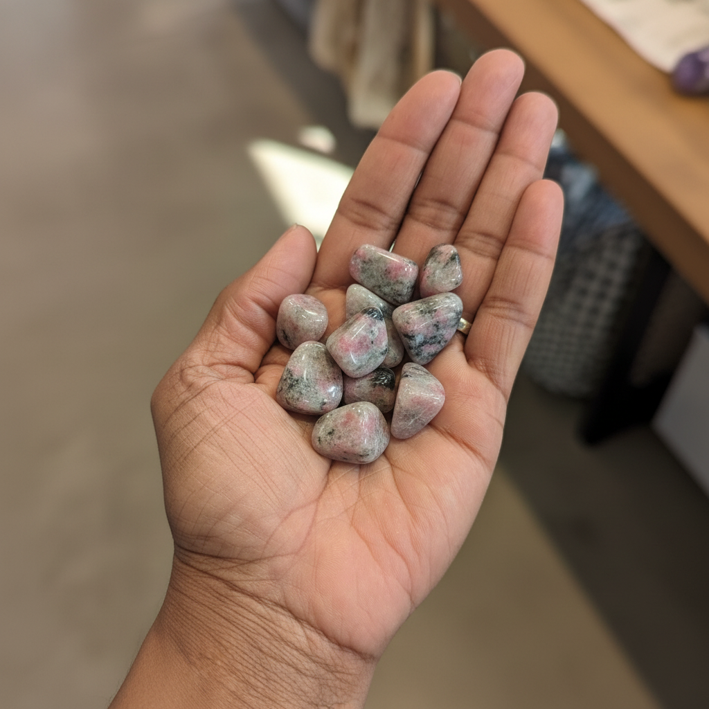 Rhodonite Tumbled Small displayed in a calm lifestyle setting for scale and styling inspiration.