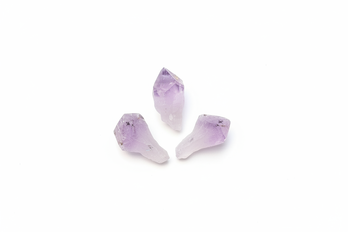Rough Amethyst shown on a clean light background