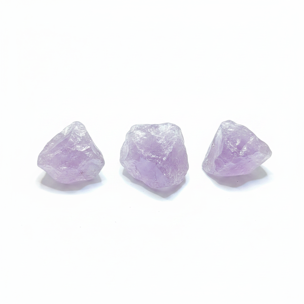 Rough Amethyst Chunks natural crystal shown on a clean light background