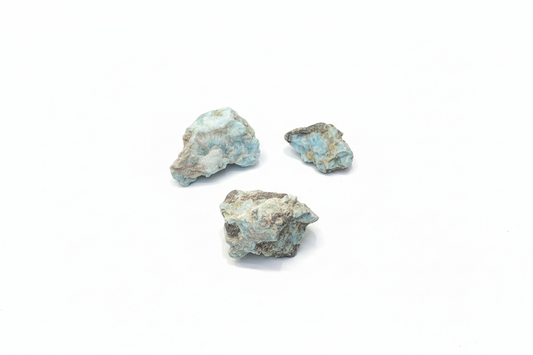 Rough Larimar shown on a clean light background