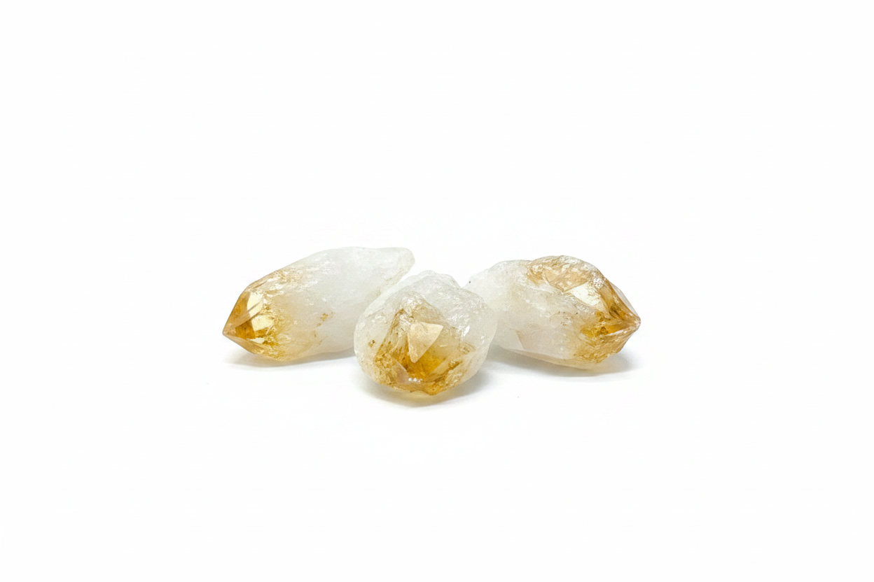 Rough Citrine shown on a clean light background
