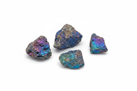 Rough Peacock Ore shown on a clean light background