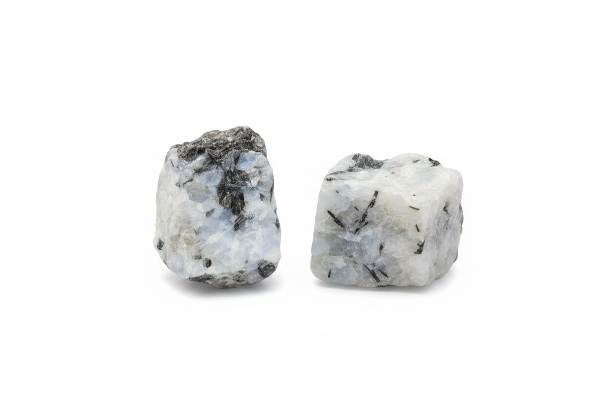 Rough Rainbow Moonstone shown on a clean light background