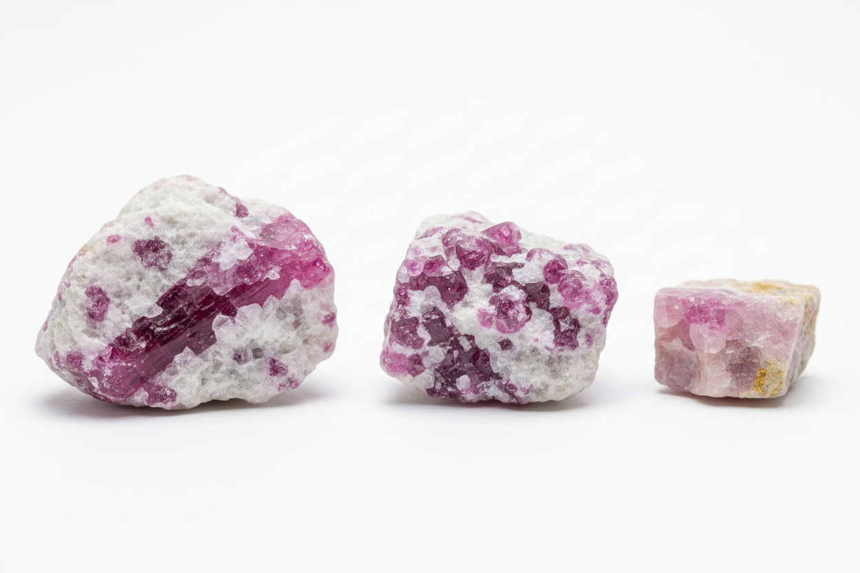Rubellite Tourmaline Rough shown on a clean light background