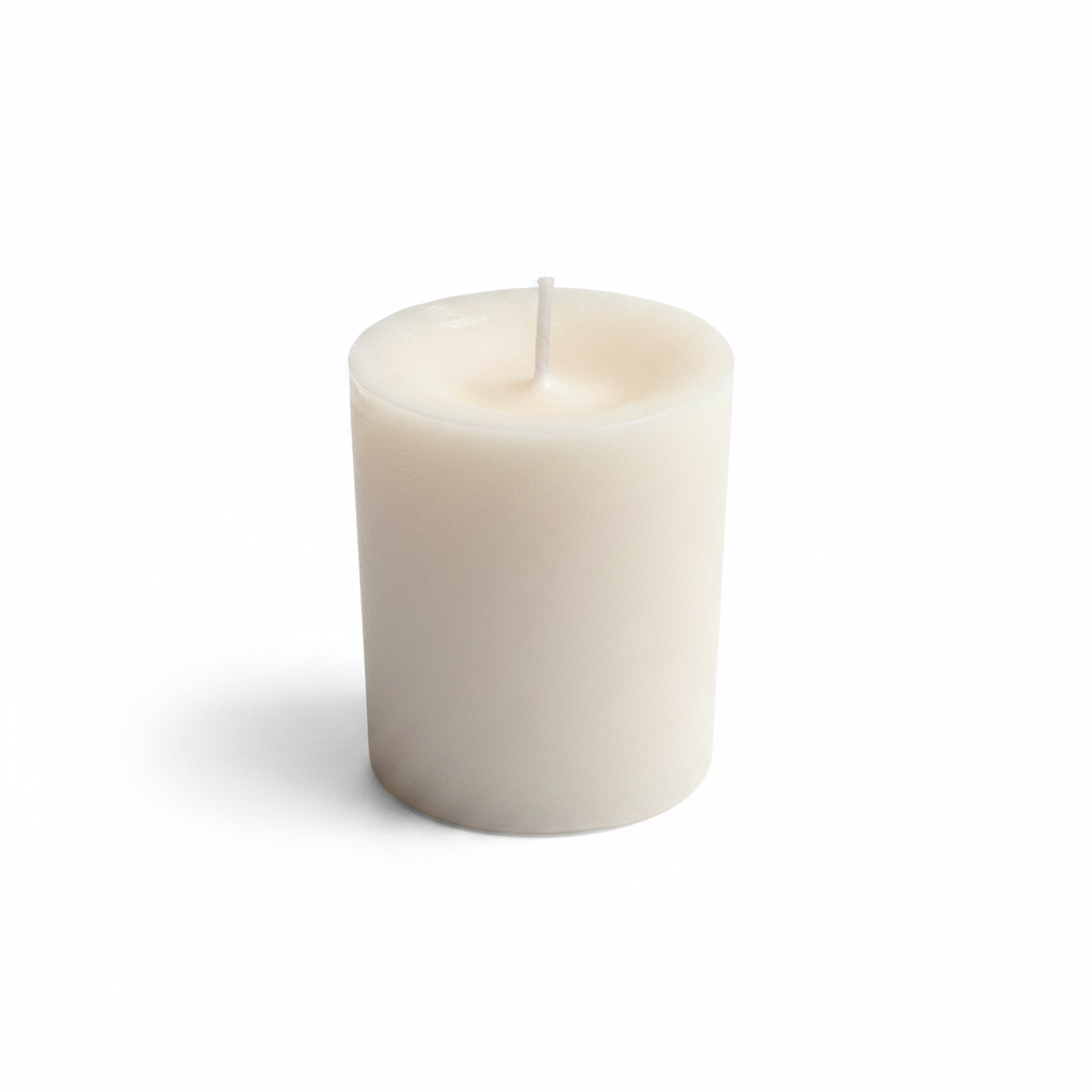 Sage and Lavender Votive Candle on a white background