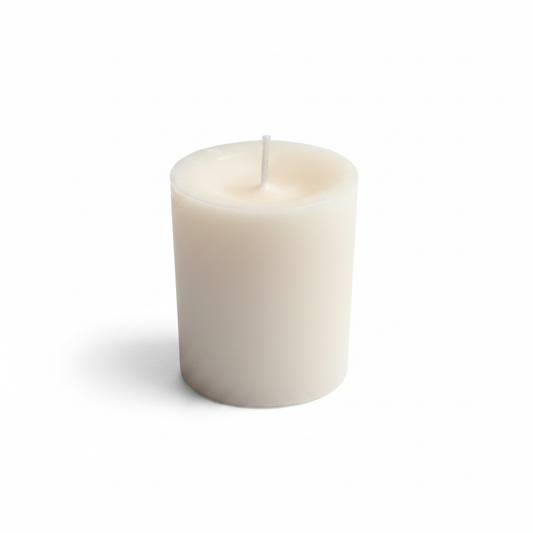 Sage and Lavender Votive Candle on a white background