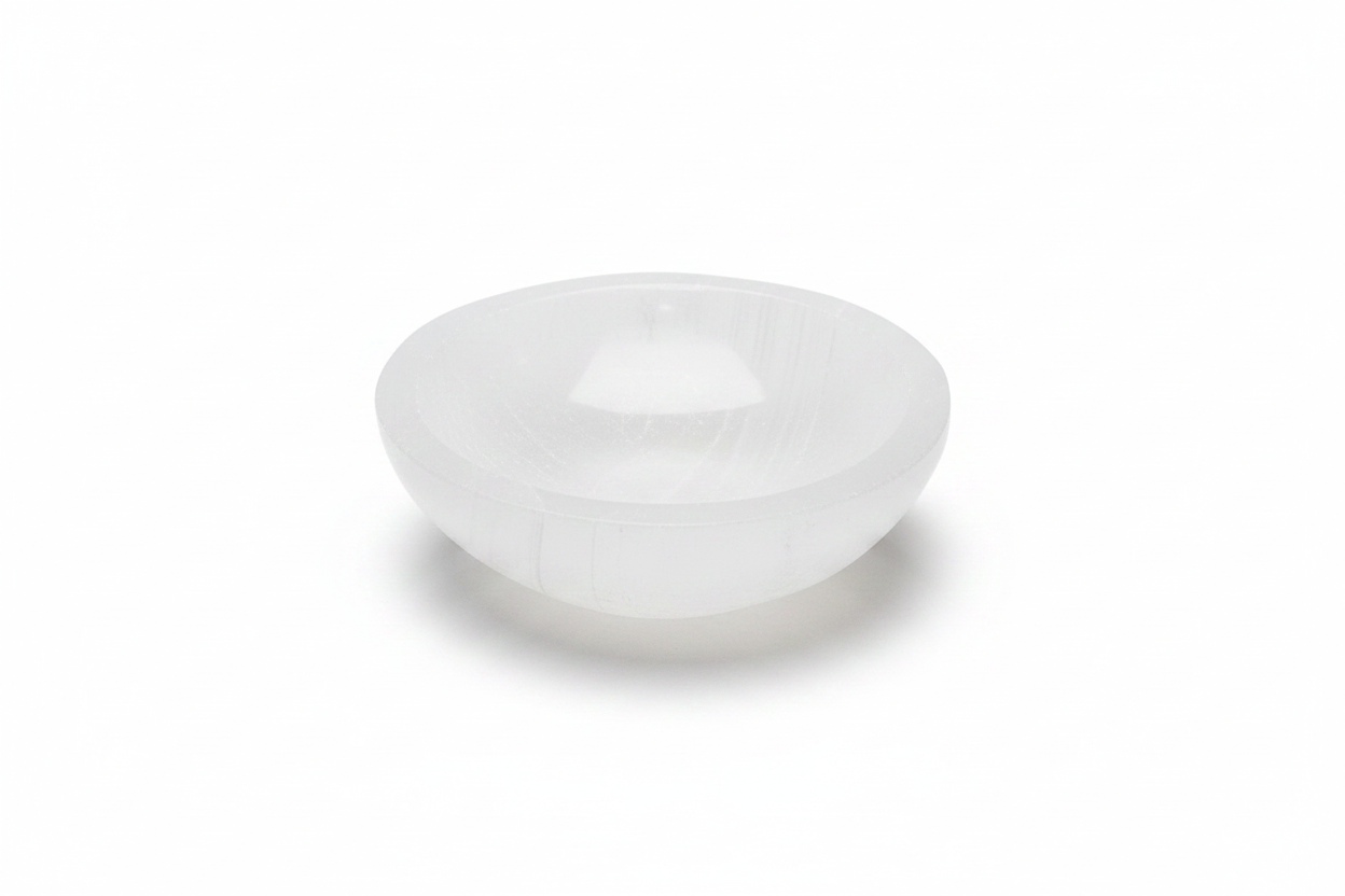 Selenite Bowl shown on a clean light background