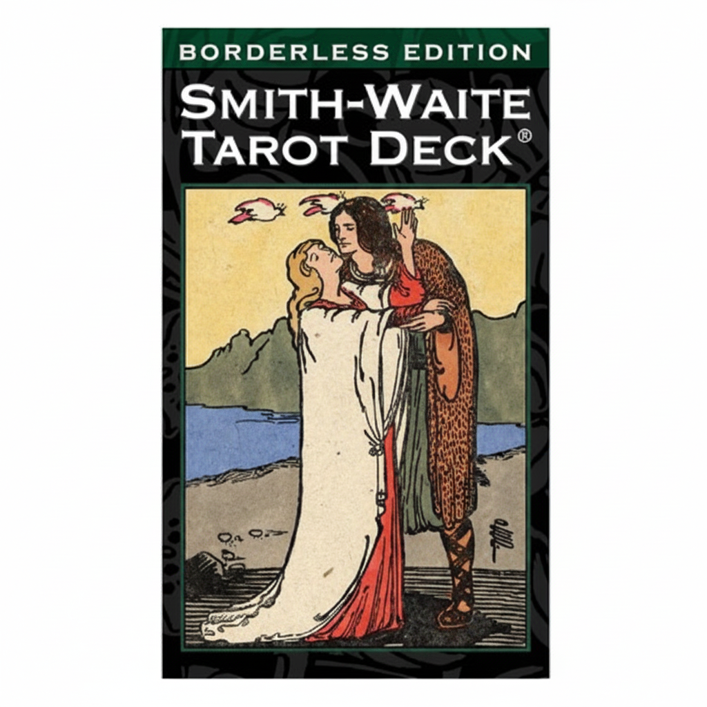 Smith-Waite Tarot Deck - Borderless Edition shown in its retail box