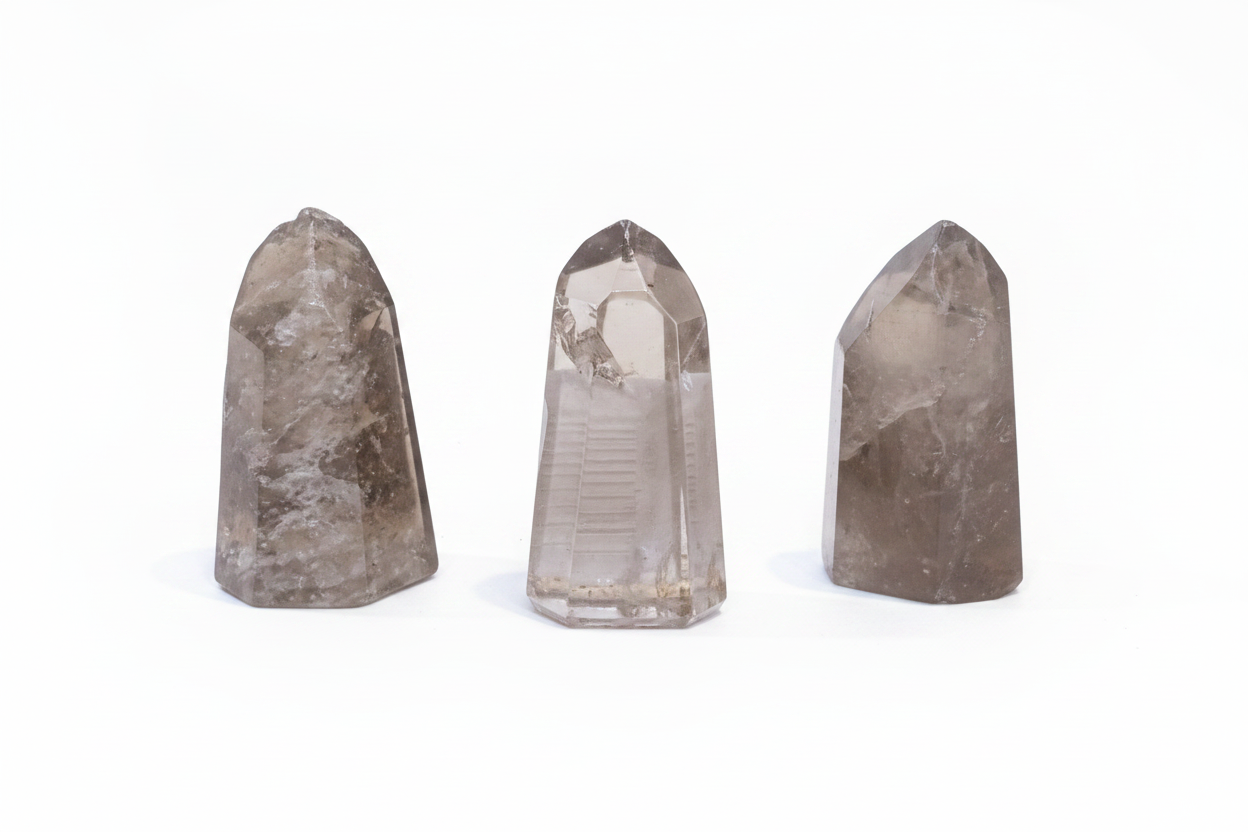Points - Smoky Quartz 1"-2" shown on a clean light background