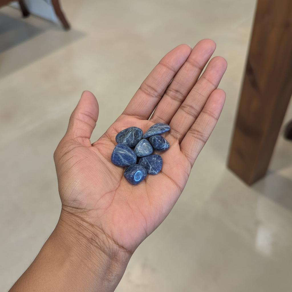 Sodalite Tumbled Stones displayed in a calm lifestyle setting for scale and styling inspiration.