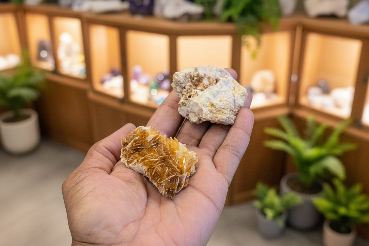 Vanadinite Specimen held in hand to show approximate scale