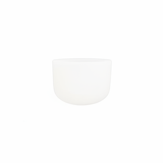 Soundtopia 14-inch frosted quartz crystal singing bowl tuned to C note on white background