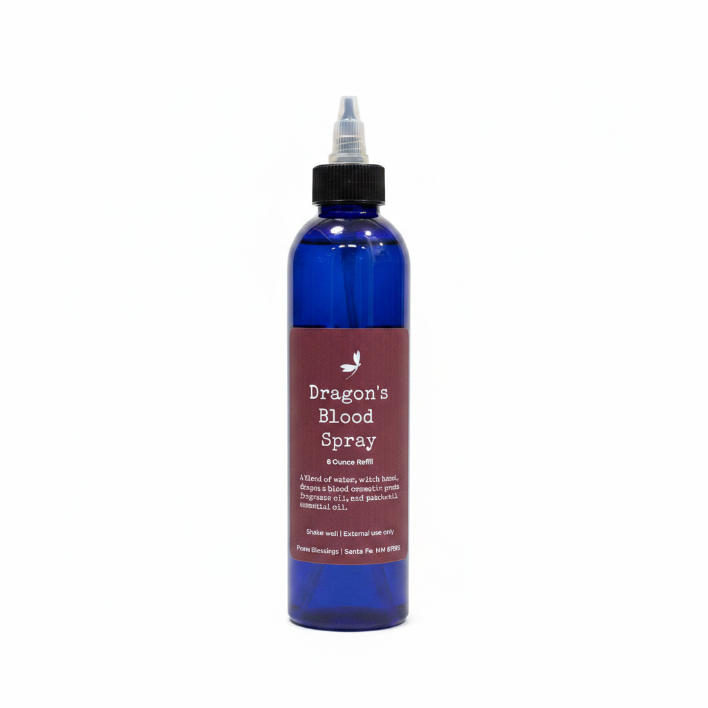 Dragon's Blood aromatic spray refill in an 8-ounce bottle on a white background