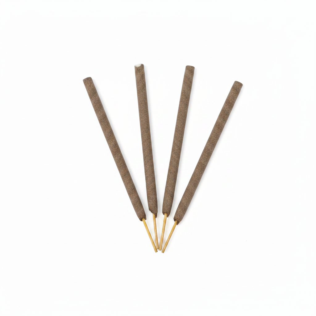 Ten compact 3–4 inch Palo Santo incense sticks on a white background
