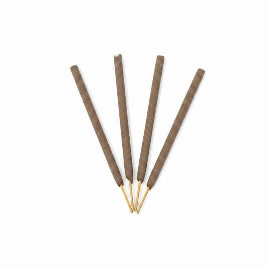 Ten compact 3–4 inch Palo Santo incense sticks on a white background