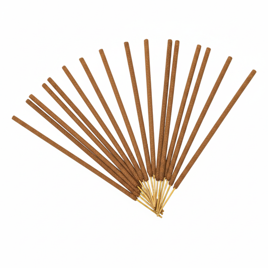 Ten 8-inch Palo Santo incense sticks arranged on a white background