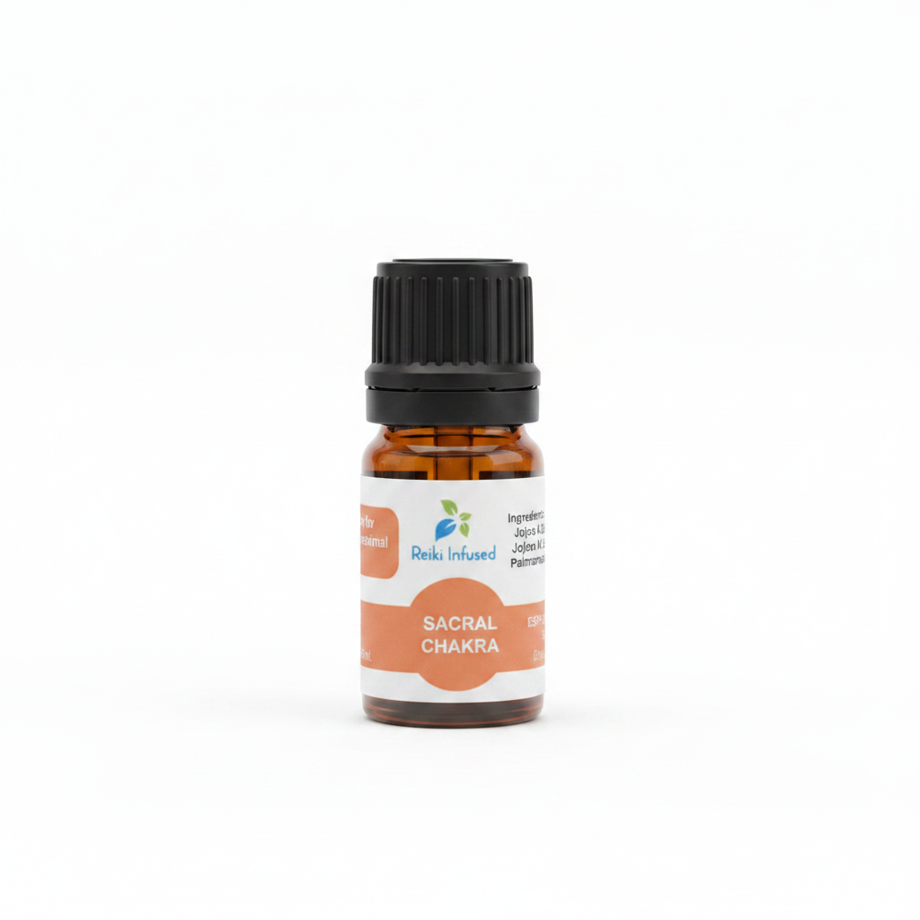 Sacral Chakra Oil product packaging on a clean white background