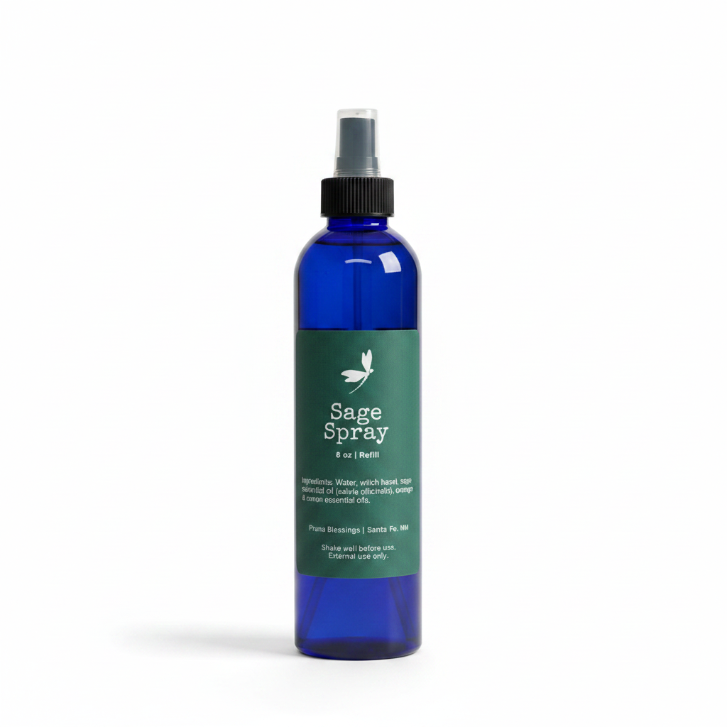 Sage aromatic spray refill in an 8-ounce bottle on a white background