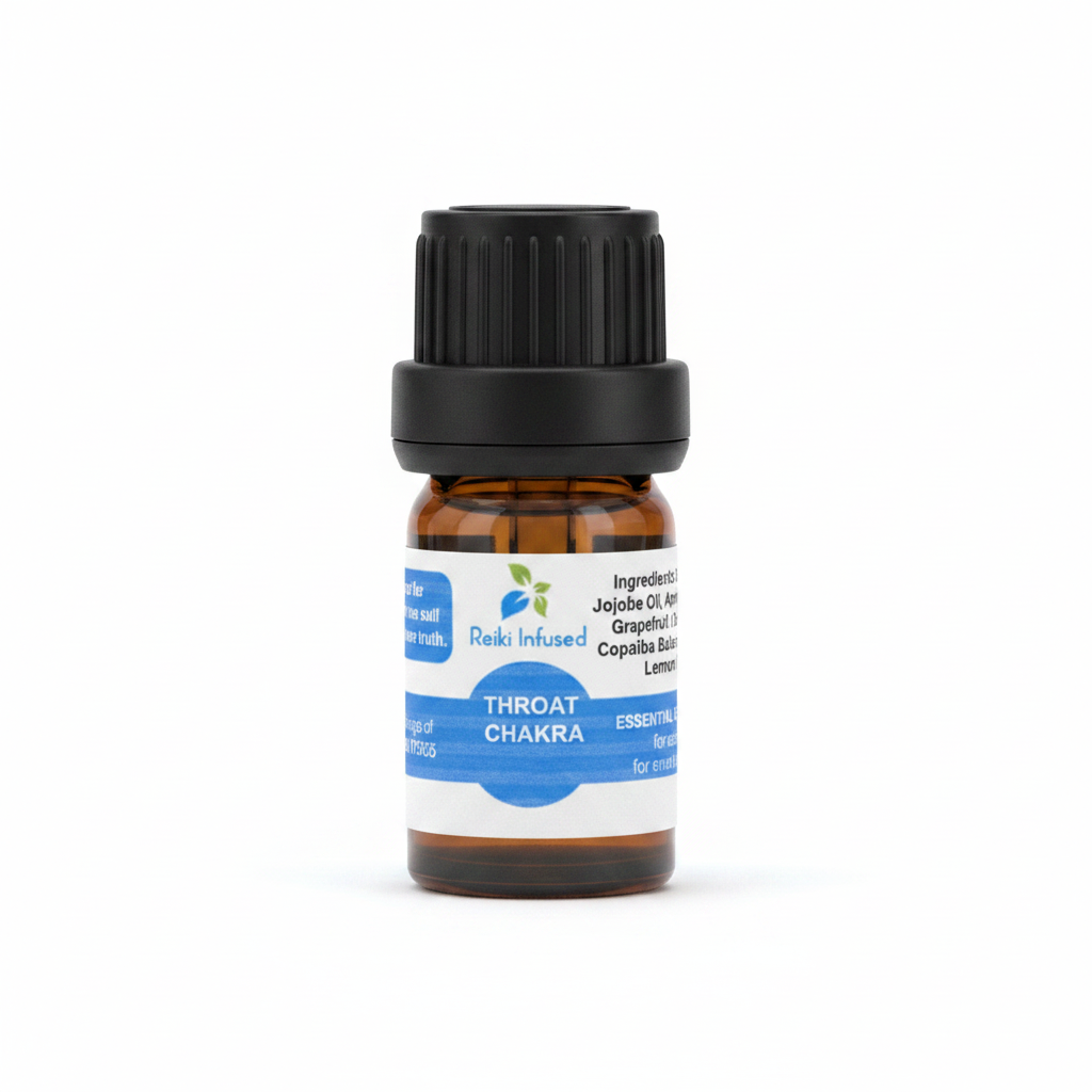 Throat Chakra Oil product packaging on a clean white background
