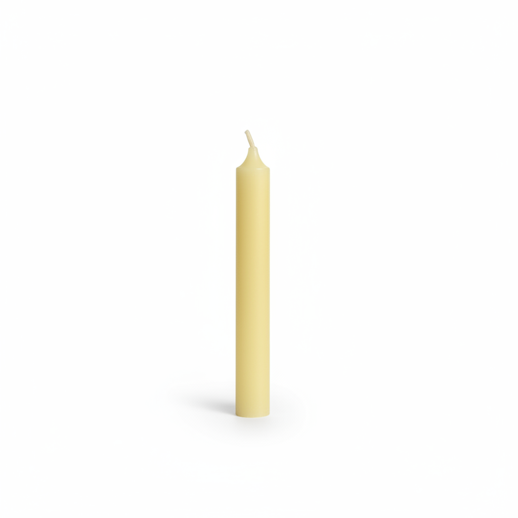 Yellow 4-inch ritual chime candle on a white background